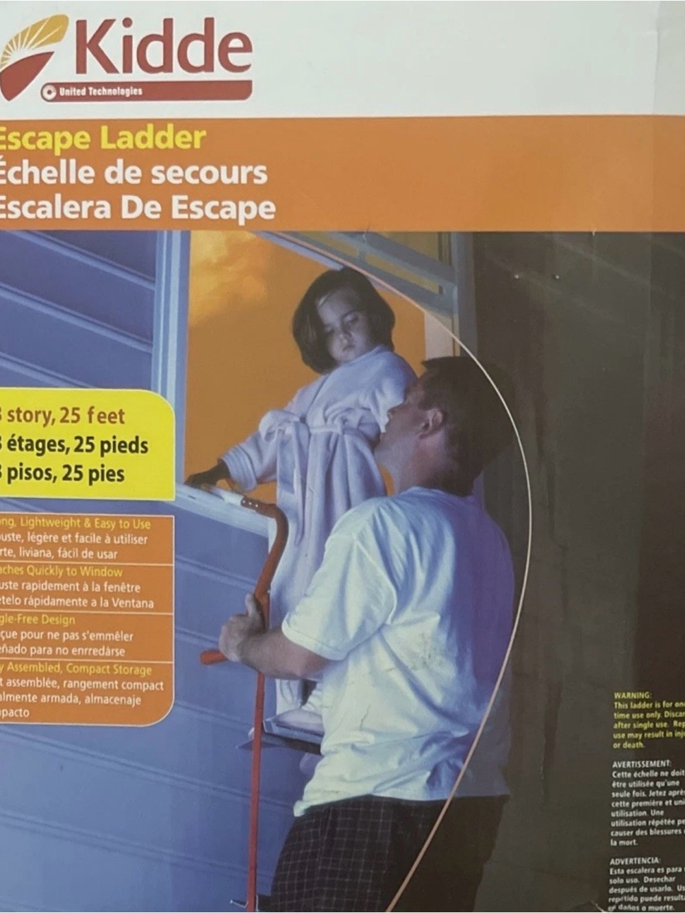 Kidde Fire Escape Ladder 3-Story Rope Ladder Extends to 25-Feet Anti-Slip Rungs